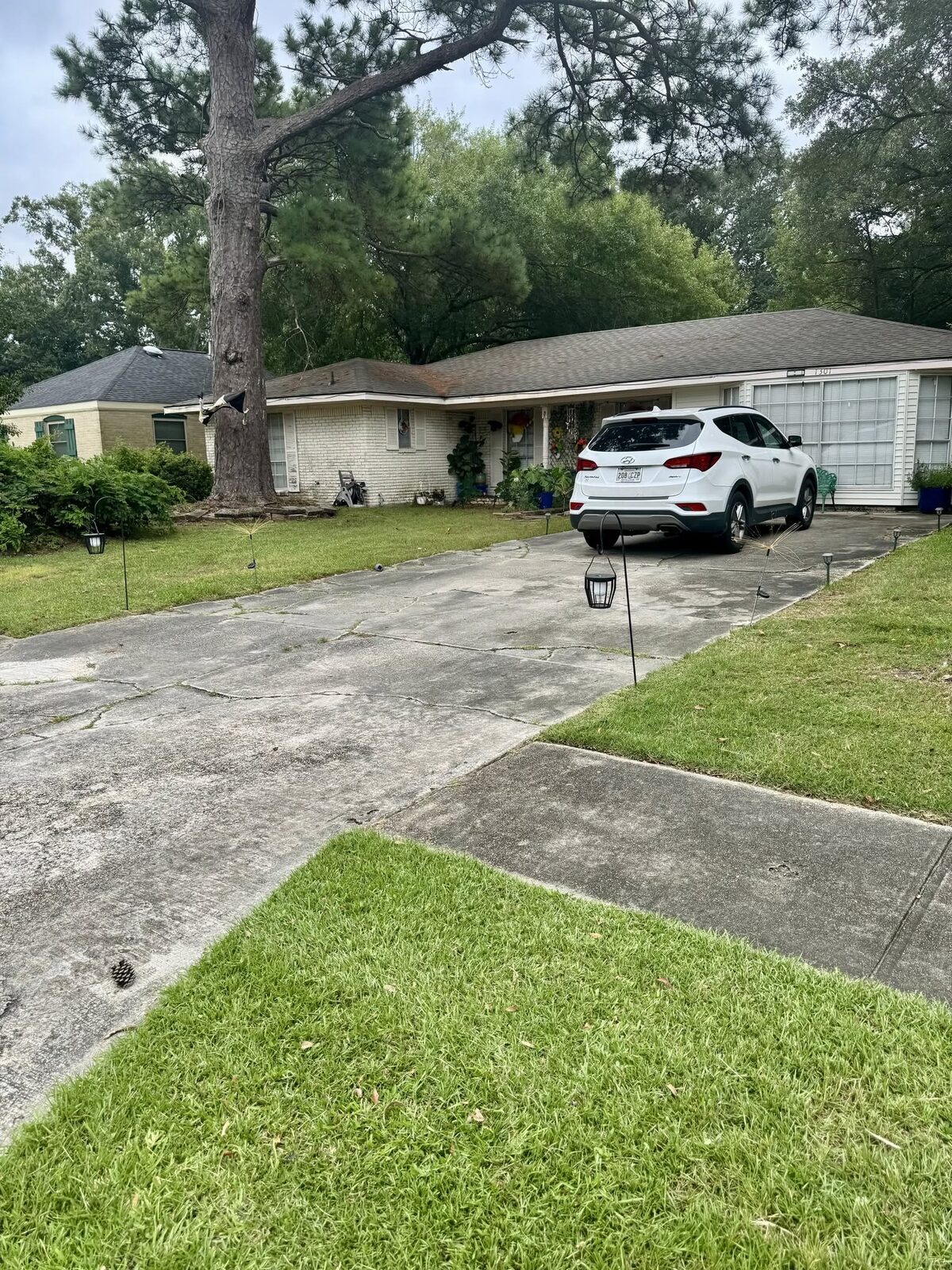 Neatly edged lawn and driveway